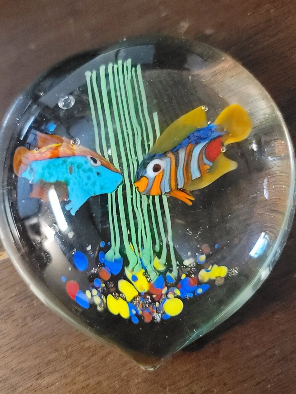 Vintage Murano Glass Aquarium Heart Shaped Paperweight - Picture 4 of 11